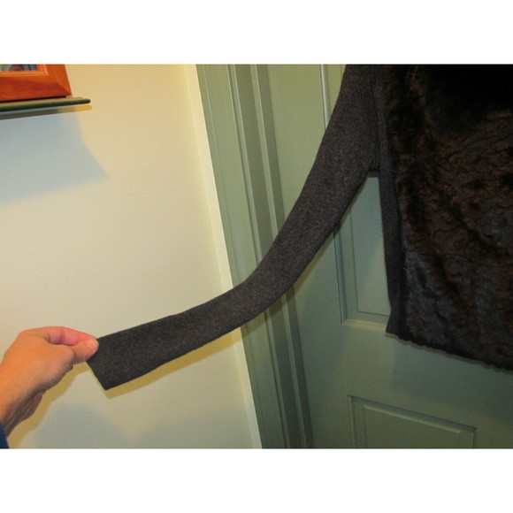 Ann Taylor LOFT Faux Fur Wool Blend Sweater Jacket Black Grey Size S - Picture 3 of 8